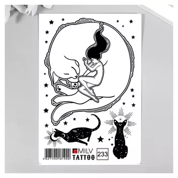 Татуировка на тело "Котики" 10х15 см