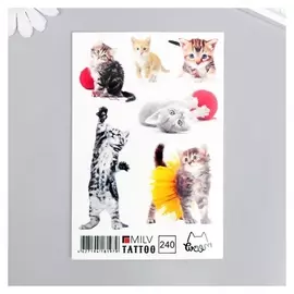 Татуировка на тело "Котятки" 10х15 см