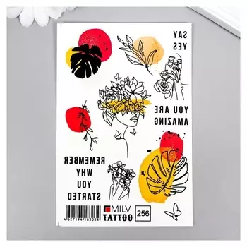 Татуировка на тело "Листья" 10х15 см