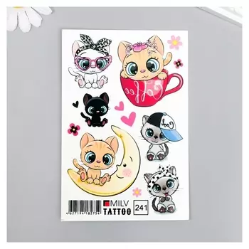 Татуировка на тело "Мультяшные котятки" 10х15 см