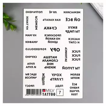 Татуировка на тело "Надписи" 10х15 см