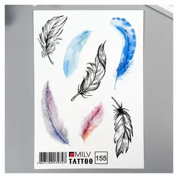 Татуировка на тело "Перья" 10х15 см