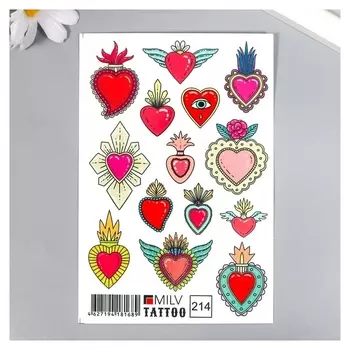 Татуировка на тело "Сердца" 10х15 см