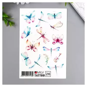 Татуировка на тело "Стрекозы" 10х15 см