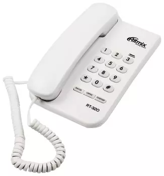 Телефон RITMIX RT-320 white, световая индикация звонка, блокировка набора ключом, белый