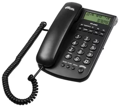 Телефон RITMIX RT-440 black, АОН, спикерфон, быстрый набор 3 номеров, автодозвон, дата, время, черный