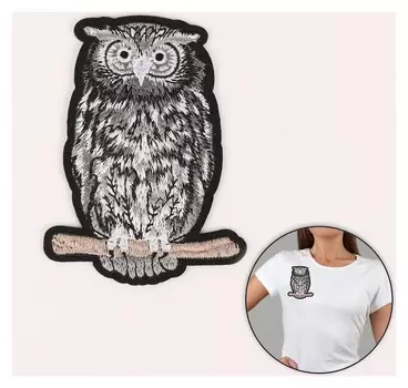 Термоаппликация «Филин», 10 × 7,5 см, цвет серый