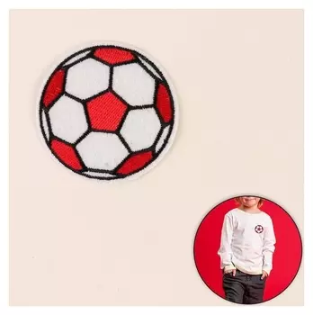 Термоаппликация «Футбольный мячик», D = 6,5 см, цвет красный