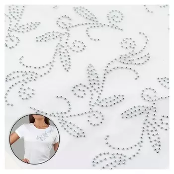 Термоаппликация из страз «Узор», 15 × 5,7 см, 8 шт на листе, цвет белый