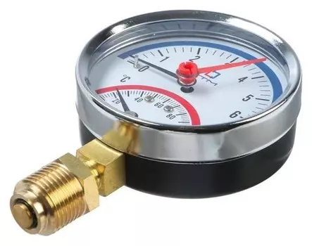 Термоманометр "Ctm", радиальный, Дк 80 мм, 0.6 мпа, наружная резьба 1/4", 120°с