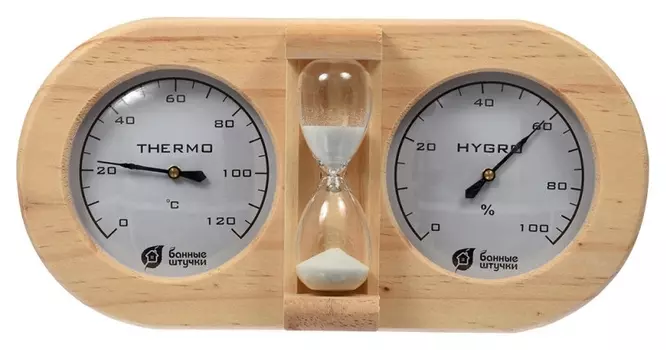 Термометр с гигрометром банная станция с песочными часами