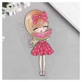 Термонаклейка "Малышка с арбузом" 12х6 см