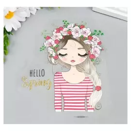 Термонаклейка "Малышка с цветами в косе" 15х12,5 см