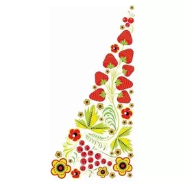 Термонаклейка уголок "Хохлома ягодки", слева 15*30 см, набор 10 штук