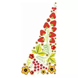 Термонаклейка уголок "Хохлома ягодки", слева 20*35 см, набор 10 штук