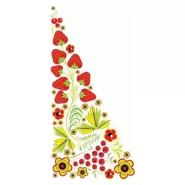 Термонаклейка уголок "Хохлома ягодки", справа 15*30 см, набор 10 штук