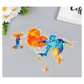 Термонаклейка "Я люблю скейт" пятна краски 25х17 см