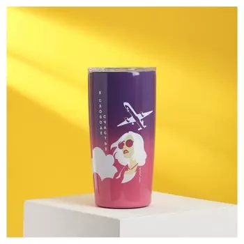 Термостакан металлический "Счастье", 550 мл, сохраняет тепло 4 ч