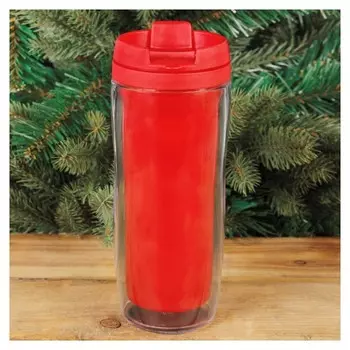 Термостакан под полиграфическую вставку, красный, 350 мл