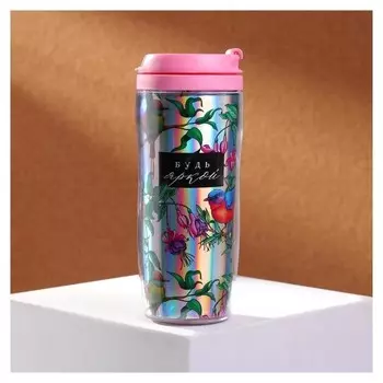 Термостакан с голографической вставкой "Птицы", 350 мл