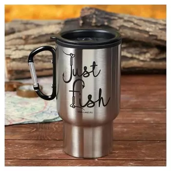 Термостакан с карабином "Just Fish", 450 мл, сохраняет тепло 4 ч