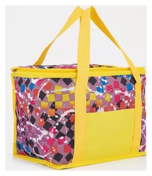 Термосумка на молнии 13 л, цвет сиренево/жёлтый