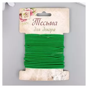 Тесьма декоративная резинка "Зелёная круглая" намотка 4 м ширина 0,2 см