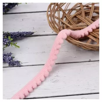 Тесьма декоративная с помпонами, 12 мм, 10 ± 1 м, цвет розовый