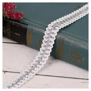 Тесьма декоративная «Шанель», 12 мм, 10 ± 1 м, цвет серебряный