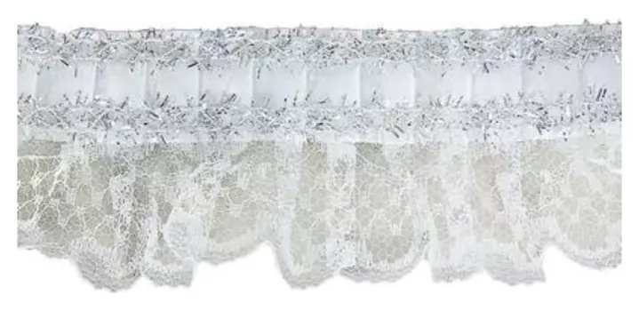 Тесьма, гипюр на атласе с фольгой, 5 см, в рулоне 25 м