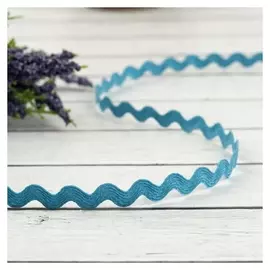 Тесьма отделочная «Зигзаг», 5 мм, 30 ± 1 м, цвет голубой