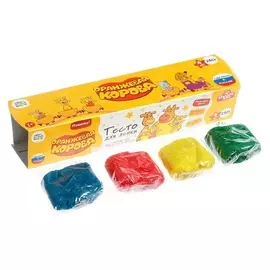 Тесто для лепки «Оранжевая корова» 4 цв. по 60 г, неоновые цвета