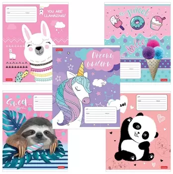 Тетрадь 12 л. Hatber клетка, обложка картон, "Улыбнись!" (5 видов в спайке), 12т5в1