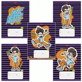 Тетрадь 12 л., Hatber, клетка, обложка картон, "Влад А4" (5 видов в спайке), 12т5в1