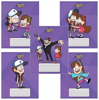 Тетрадь 18 л. Hatber клетка, обложка картон, "Гравити фолз" (5 видов в спайке), 18т5в1