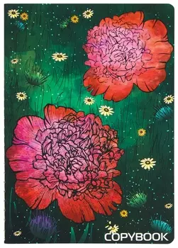 Тетрадь 40 л. в клетку обложка Softtouch, бежевая бумага 70 г/м2, сшивка, А5 (147х210 мм), RED Flowers, Brauberg, 403784