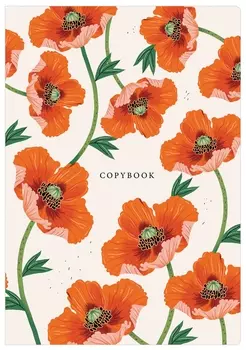 Тетрадь 40 л. в линию обложка Softtouch, бежевая бумага 70 г/м2, сшивка, А5 (147х210 мм), маки, Brauberg, 403796