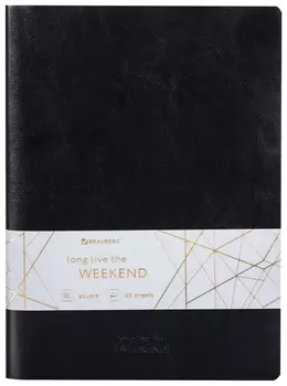 Тетрадь 48 л. в клетку обложка гладкий кожзам, сшивка, A5 (147х210мм), черный, Brauberg Viva, 403890