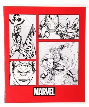 Тетрадь 48 листов в клетку, картонная обложка, мстители