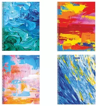 Тетрадь А4, 120 л., Brauberg гребень, клетка, обложка картон, "Painting", 404072