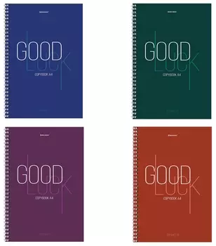 Тетрадь А4, 120 л., Brauberg, гребень, клетка, обложка твердая, "Good Luck", 404074