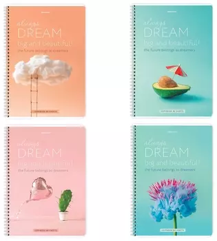 Тетрадь А4, 80 л., Brauberg, гребень, клетка, обложка картон, "Dream", 404049