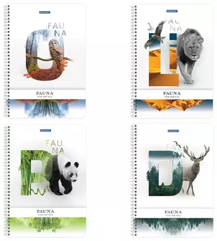 Тетрадь А4, 96 л., Brauberg, гребень, клетка, обложка картон, "Fauna", 404058