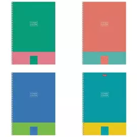 Тетрадь А4 96 л. Hatber гребень, клетка, фактурное тиснение, "В ярком цвете" (4 в спайке), 96т4тв1гр