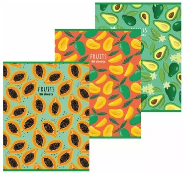 Тетрадь А4, 96 л., Staff "Basic"скоба, клетка, офсет №2 эконом, обложка картон,"fruity", 404069