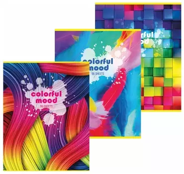 Тетрадь А4, 96 л., Staff "Basic"скоба, клетка, офсет №2 эконом, обложка картон,"настроение", 404068