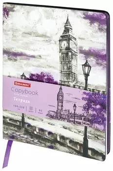 Тетрадь А5 (168х208 мм), 80 л., сшивка, клетка, под кожу, Brauberg Vista, "London", 403916