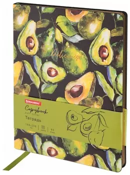 Тетрадь А5 (168х208 мм), 80 л., сшивка, клетка, под кожу, бумага 70 г/м2, фольга, Brauberg Vista, "Avocado", 403919