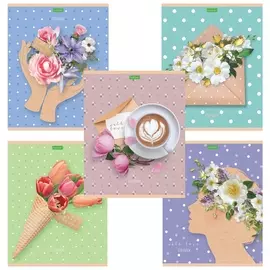 Тетрадь А5 48 л. Hatber-eco, скоба, клетка, обложка картон, "With Love", 48т5c1