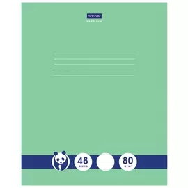 Тетрадь А5 48 л. Hatber Premium скоба, линия, обложка картон, бумага 80 г/м2, "Панда", 48т5a2_23630